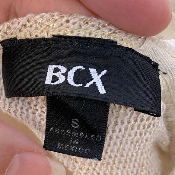 BCX Tie Back Iridescent Champagne 3/4 Sleeves Knit Sweater Top Size S - Picture 11 of 13